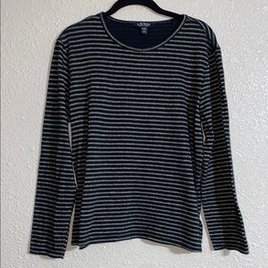 Lauren Ralph Lauren Black and Gold Striped Shirt Size XL Preloved